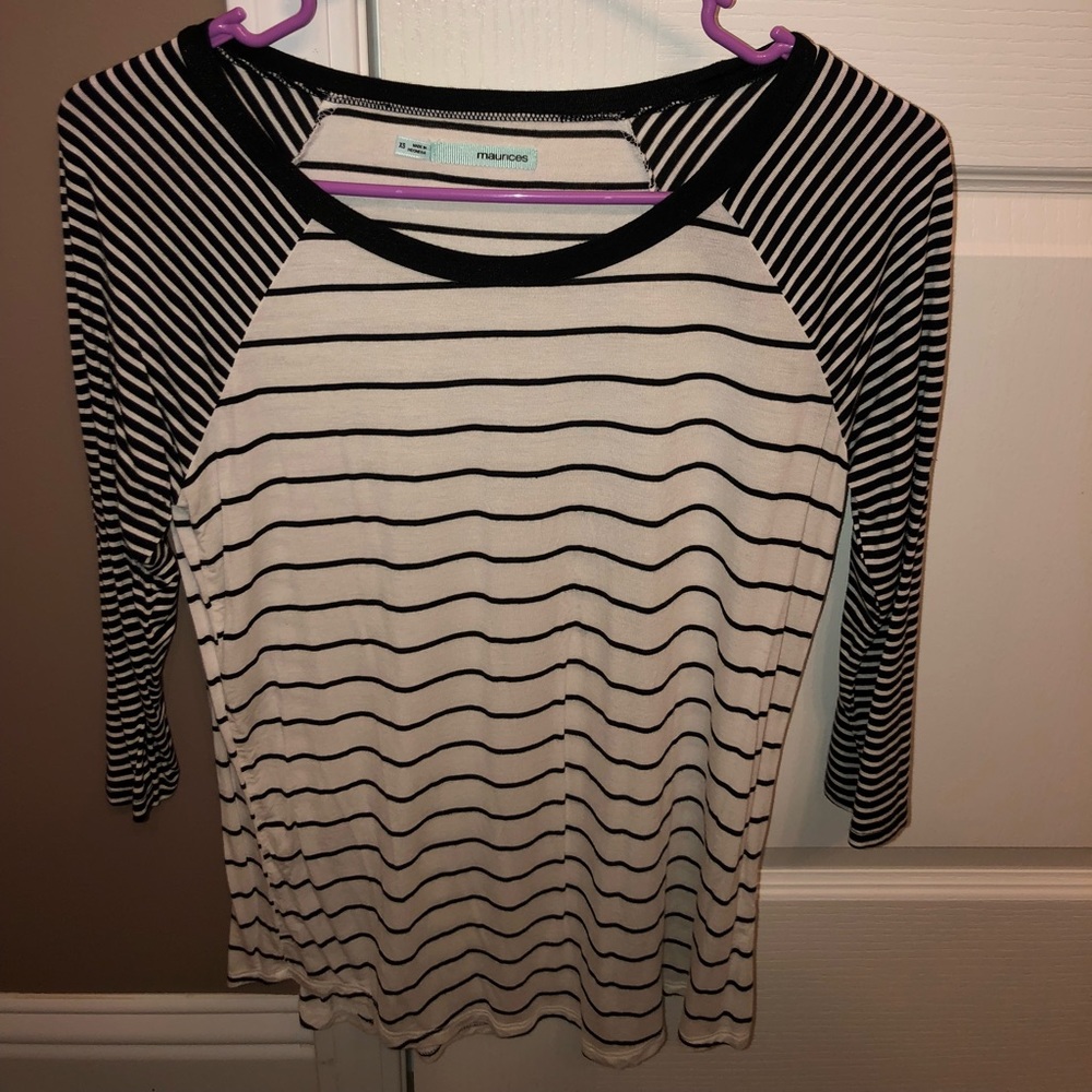 maurice’s half 3/4 sleeve striped shirt